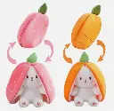 peluche lapin FRAISE ou CAROTTE REVERSIBLE ENFANT TAILLE 20 CM