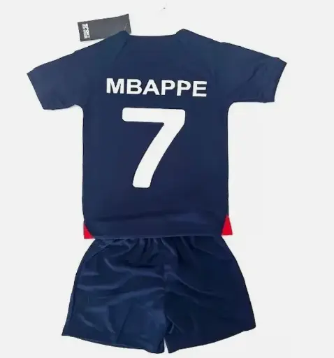 MAILLOT SHORT FOOT PARIS BLEU ENFANT MBAPPE DU 4 AU 14 ANS