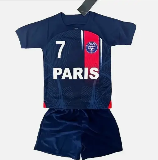 MAILLOT SHORT FOOT PARIS BLEU ENFANT MBAPPE DU 4 AU 14 ANS