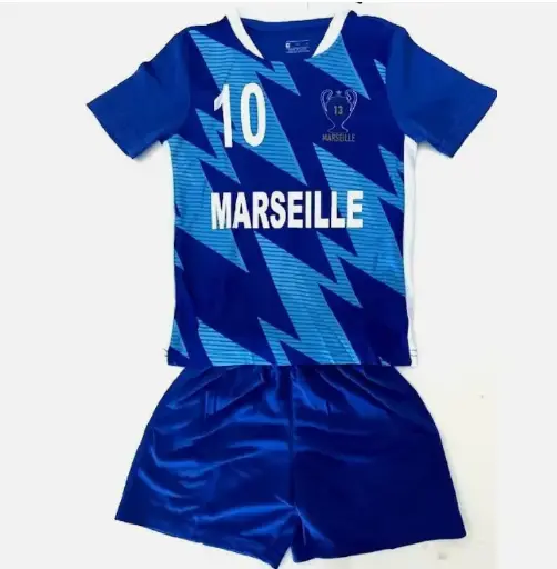 MAILLOT SHORT FOOT MARSEILLE OM BLEU ENFANT AUBAMEYANG DU 4 AU 14 ANS